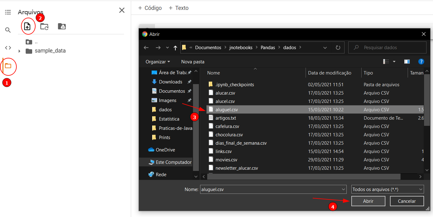 Importar arquivos Google Colab