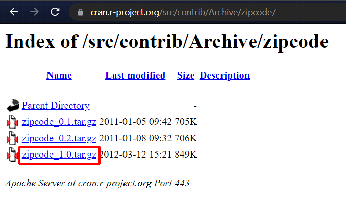 Baixar arquivo tar.gz no repositório CRAN