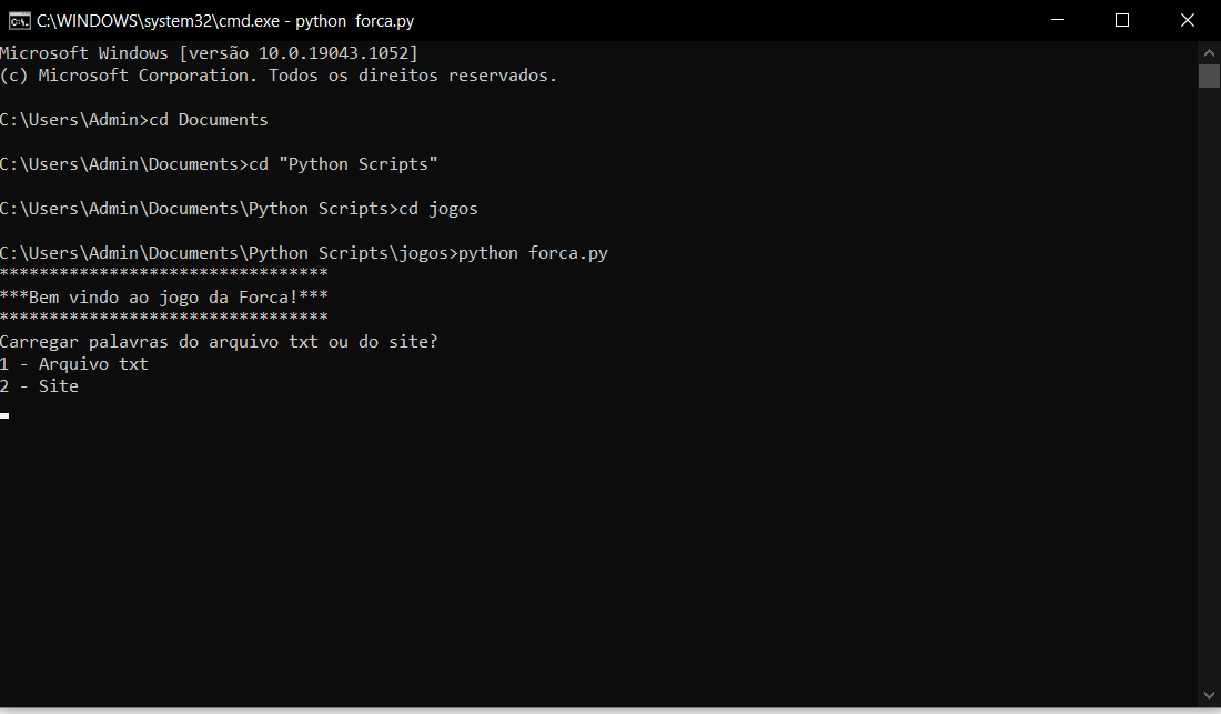 Executando um script python através do prompt de comando do sistema operacional windows