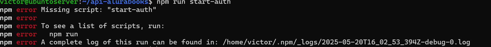 npm error Missing script: "start-auth"