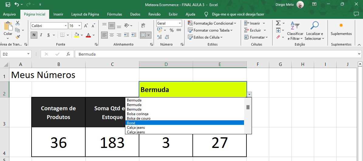 print de uma planilha no excel