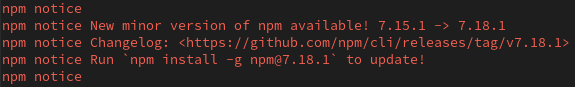 Mensagem npm install