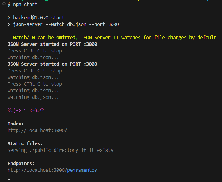 Inicializando a API com o JSON Server