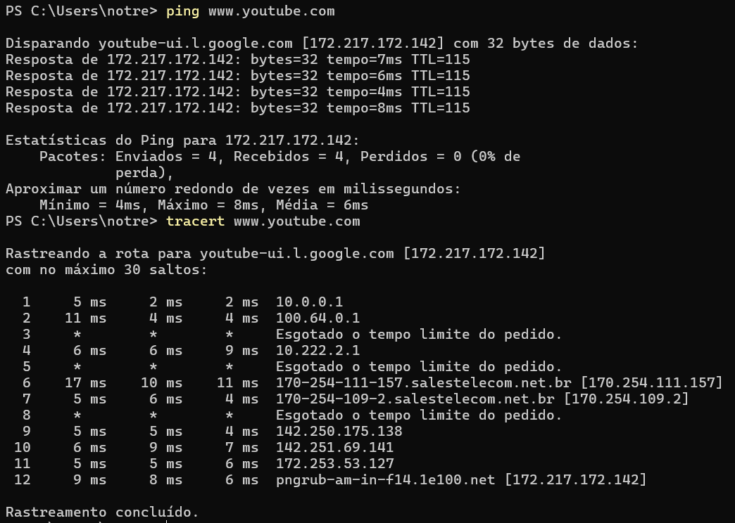 Testando Ping e Traceroute