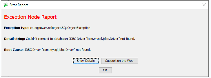 JDBC Drive ''com.mysql.jbdc.Drive'' not found. 