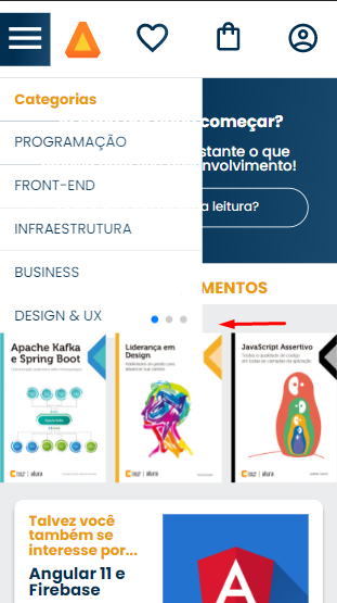 Print demostrando o problema do menu hambuguer