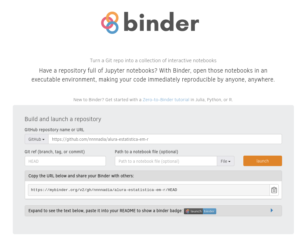 Binder com link colado