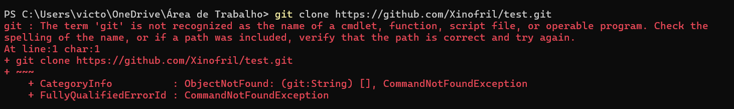 Esta dando esse erro quando tento usar o git clone