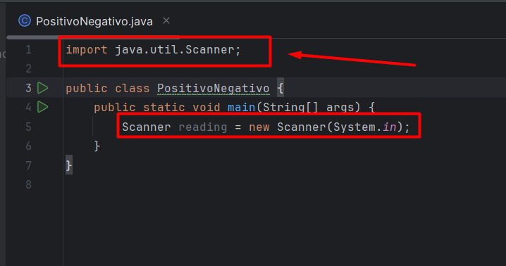 Importação da classe Scanner