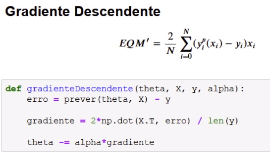 Formula matricial do calculo do gradiente na regressao linera multivariavel