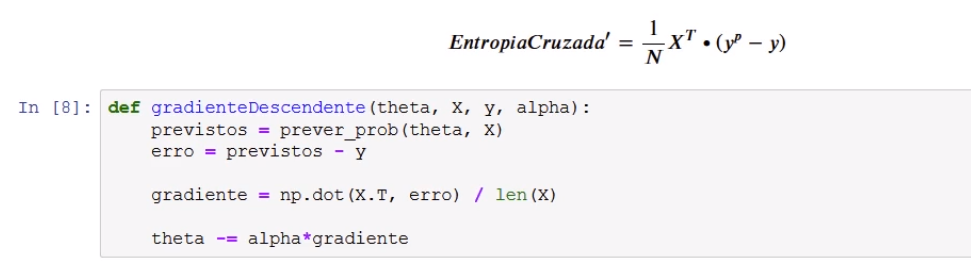 Formula e código python numpy