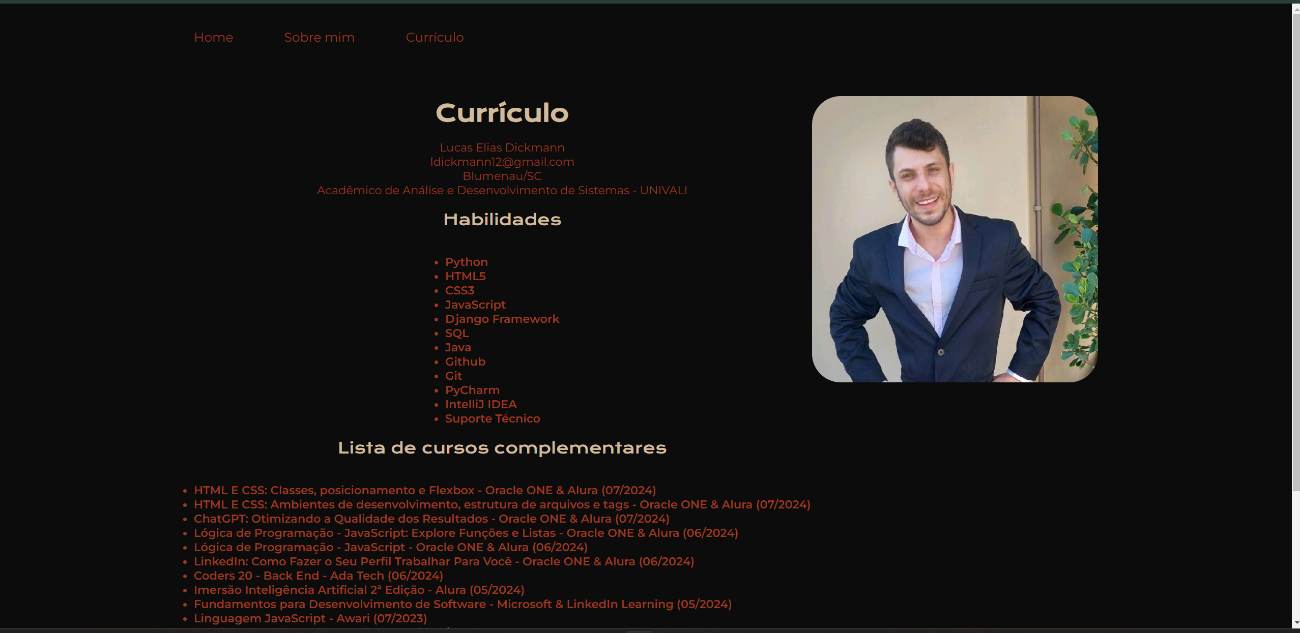 Curriculo Page