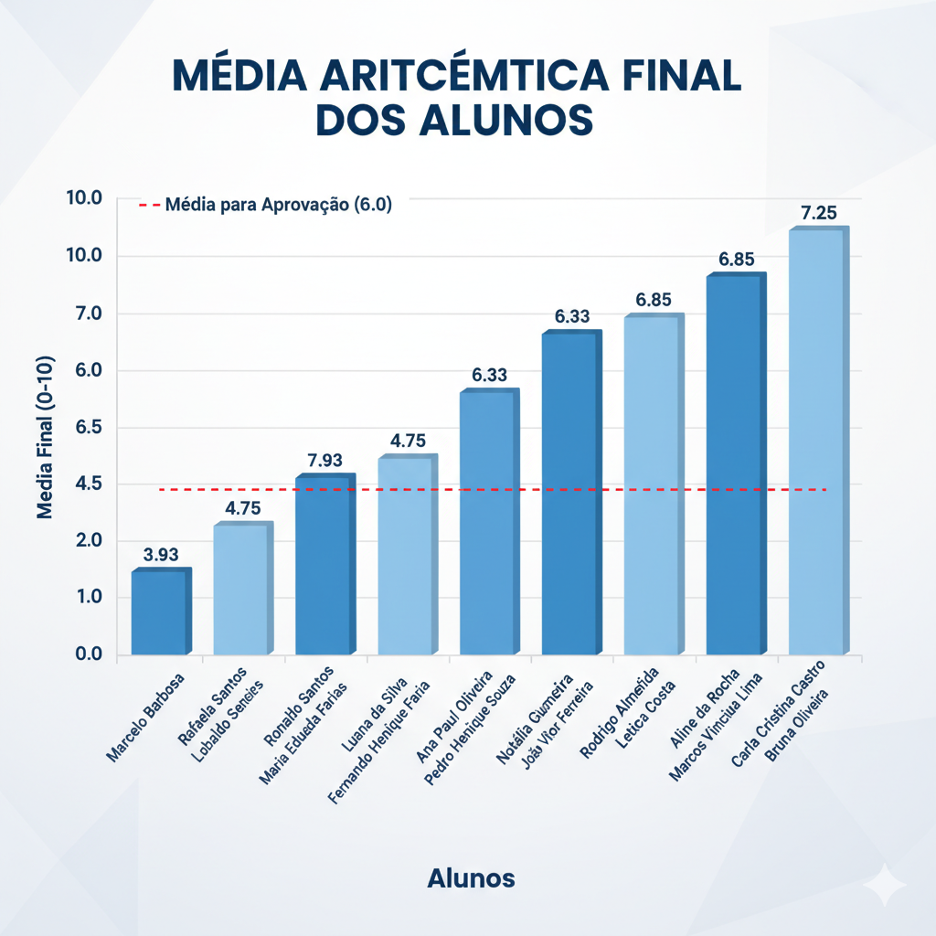 Gráfico da média aritmética de cada aluno