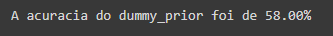 A acuracia do dummy_mostfrequent foi de 58.00%