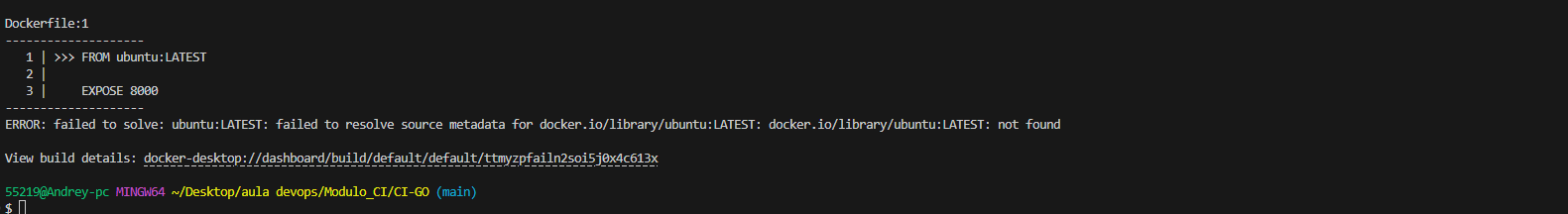 imagem de erro docker no ubuntu latest