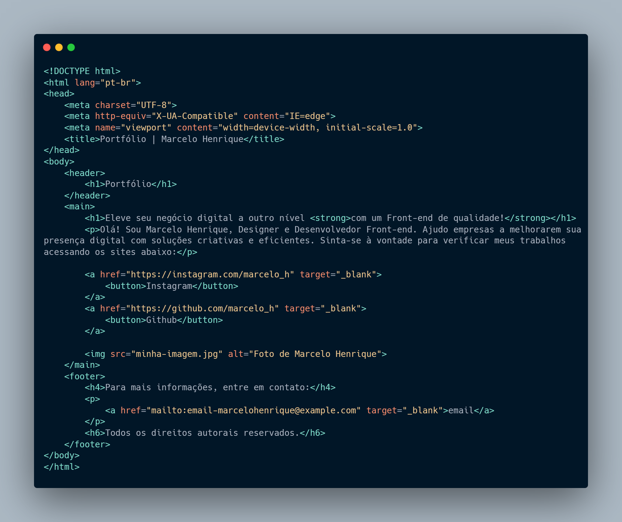 meu código html para o exercicio 2