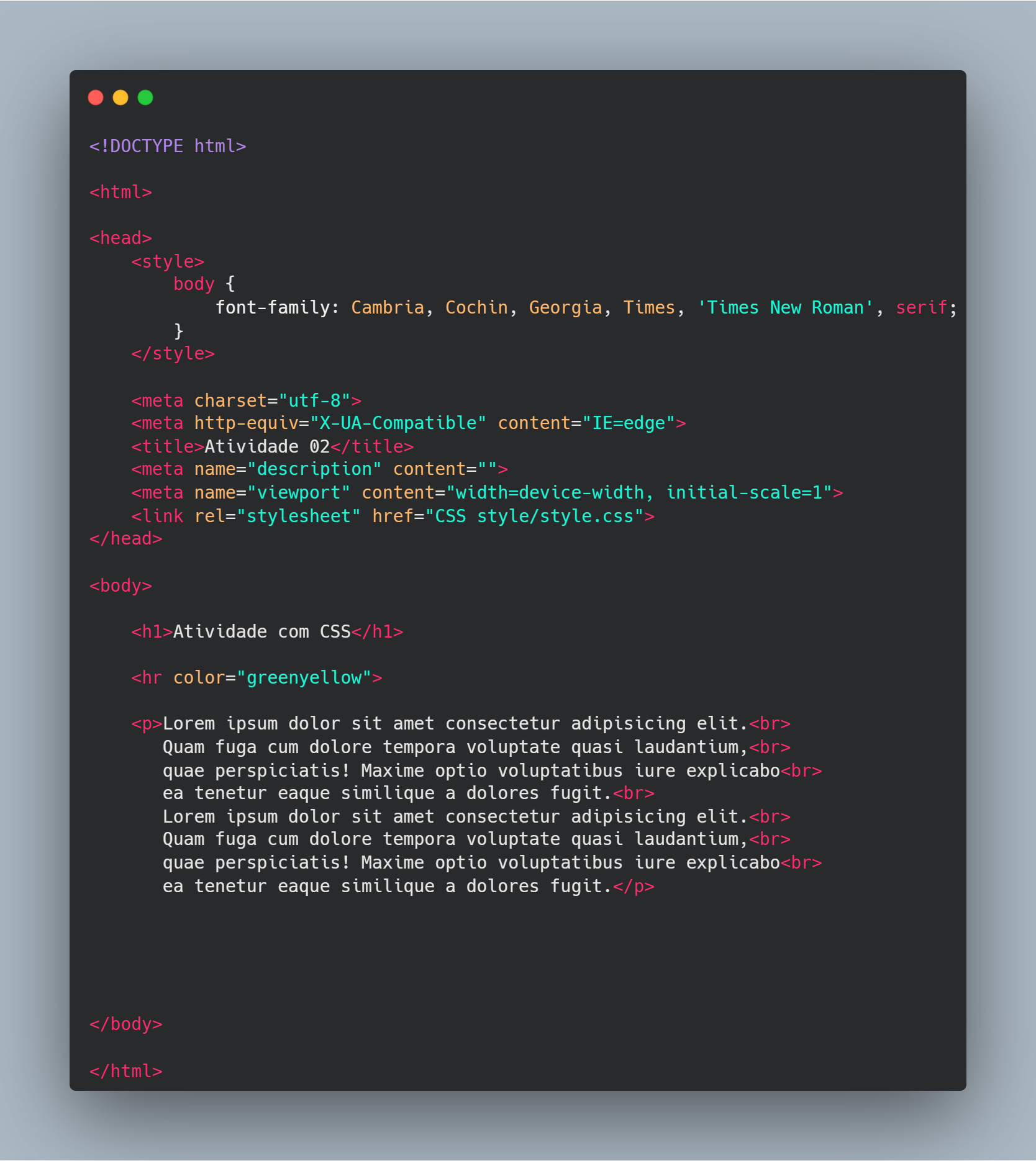 página em HTML