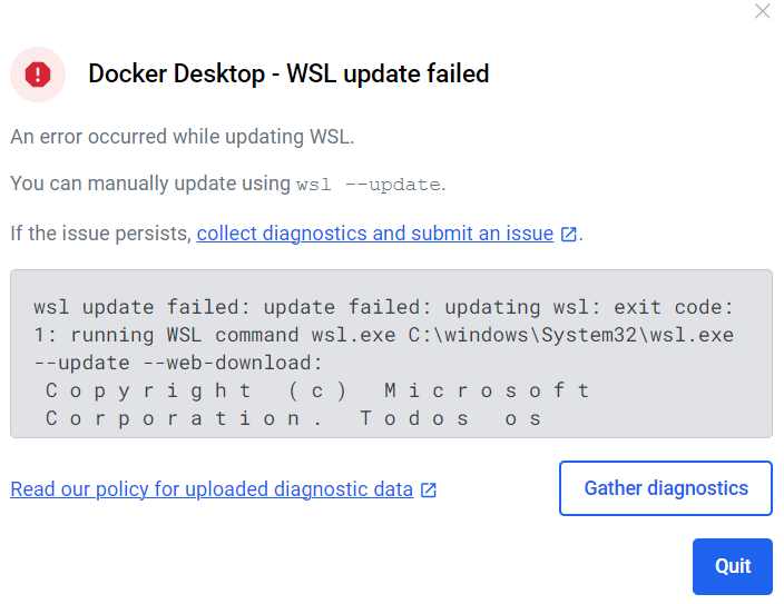 Docker Desktop - WSL update failed