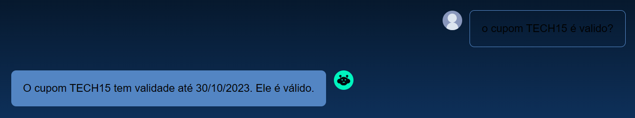 Print do chat validando de forma errada o cupom