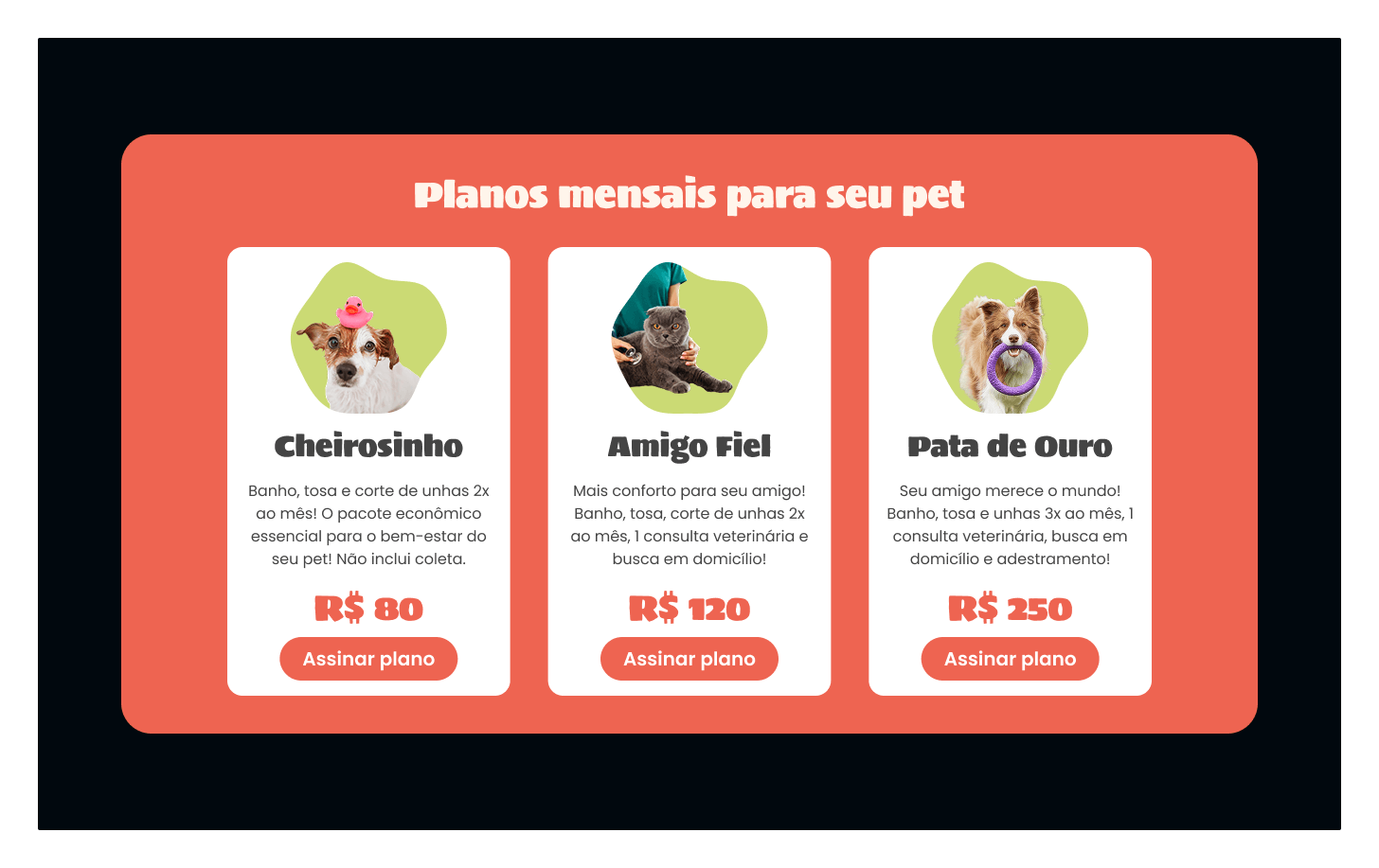 Planos Mensais para o seu pet