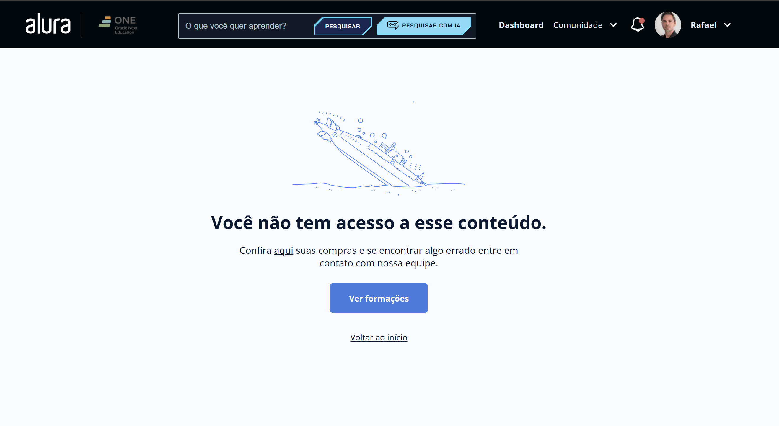 Falha de acesso curso Turbinando seu LinkedIn