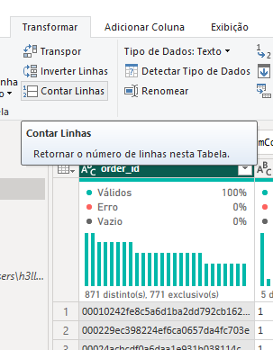 Contagem de linhas da coluna