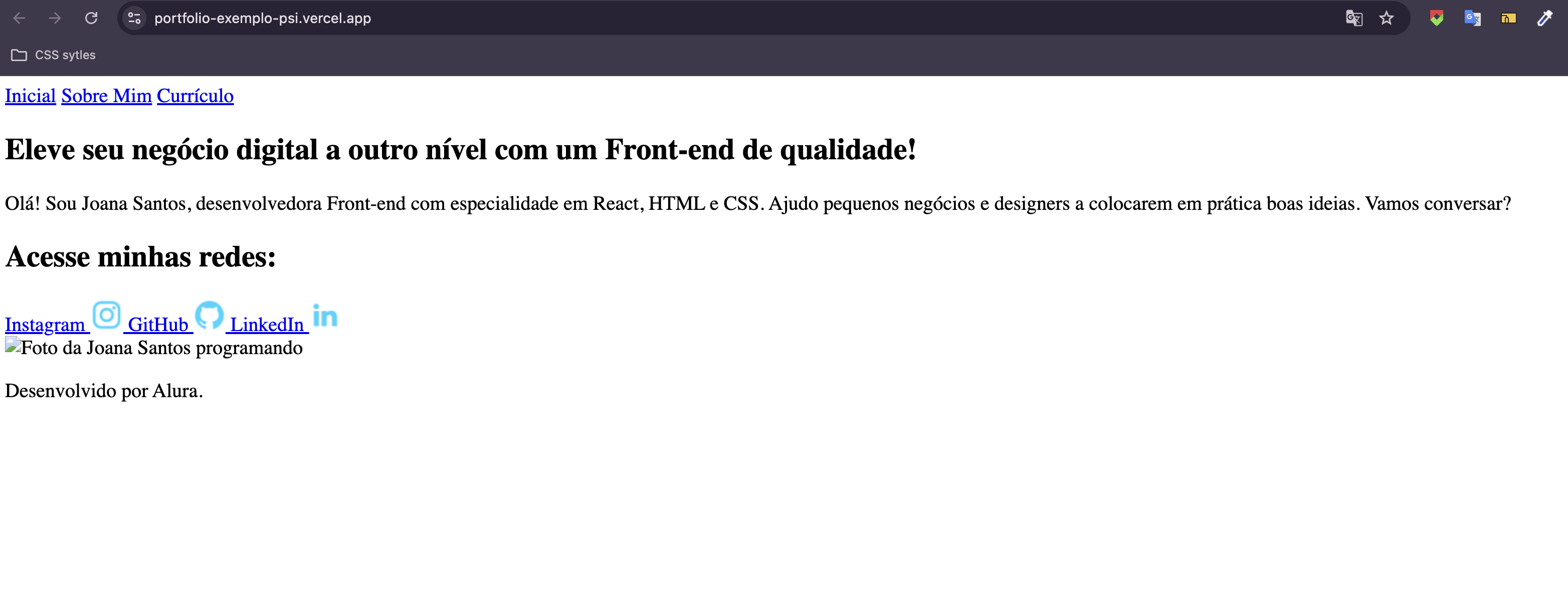 Iprojeot com erro no vercel