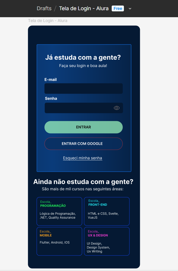 Tela de login da Alura