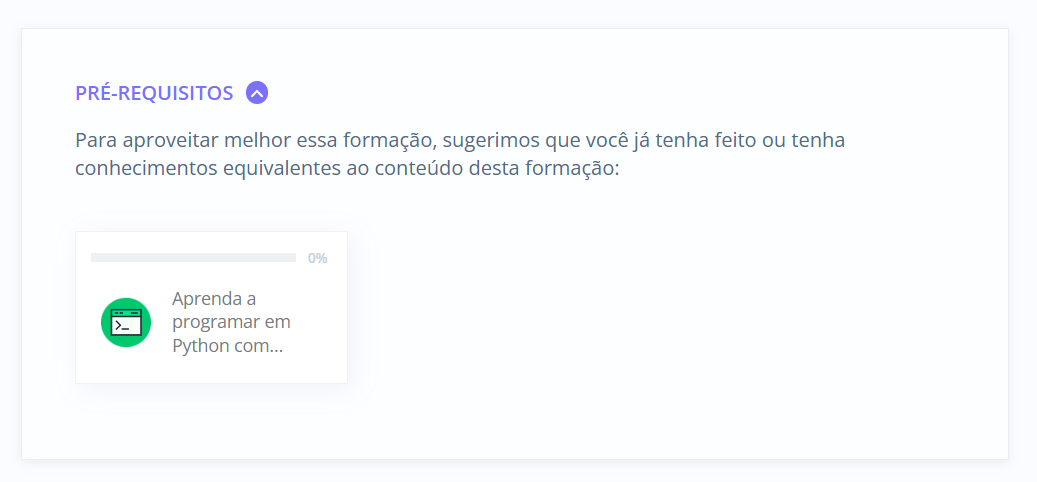 Imagem da plataforma da Alura exibindo a seção de pré-requisitos da formação "Gemini e Python". O texto informa que, para aproveitar melhor a formação, é sugerido que a pessoa tenha feito ou possua conhecimentos equivalentes à formação "Aprenda a programar em Python com...". Um card com esse curso aparece logo abaixo, marcado com 0% de progresso.