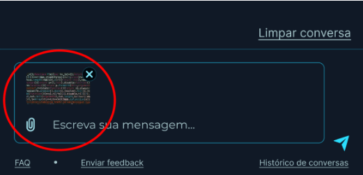 A imagem mostra a interface da Luri, destacando uma imagem anexada na caixa de texto