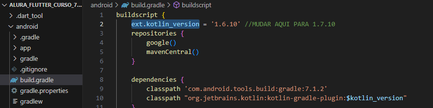 build.gradle no VSCode