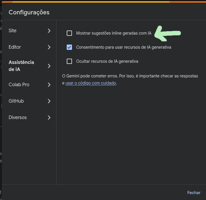Print da caixa de opções