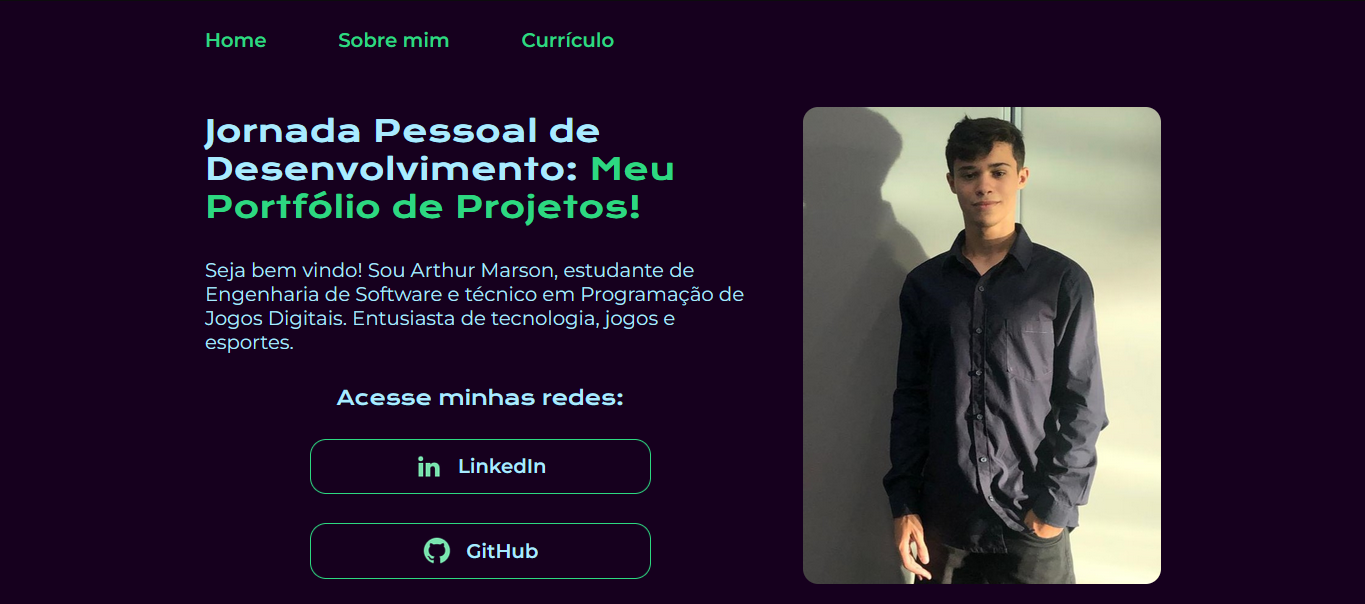 Home Page do projeto Portfólio