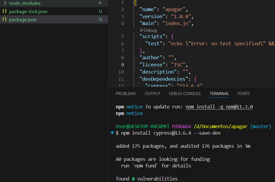 tela do programa VS Code mostrando os arquivos de instalação no Windows
