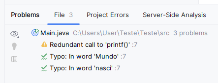 Print do canto inferior esquerdo da janela do IntelliJ