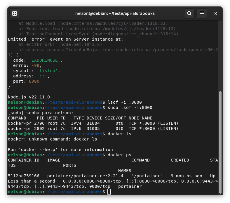 Captura de tela com debug
