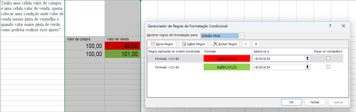 formatacao condicional