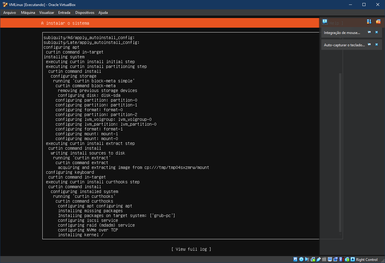 Tela da instalação do Ubuntu presa na instalação do kernel