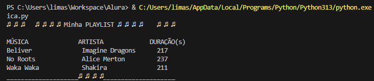 print do console com o resultado da execução. Exibindo as informações da classe.