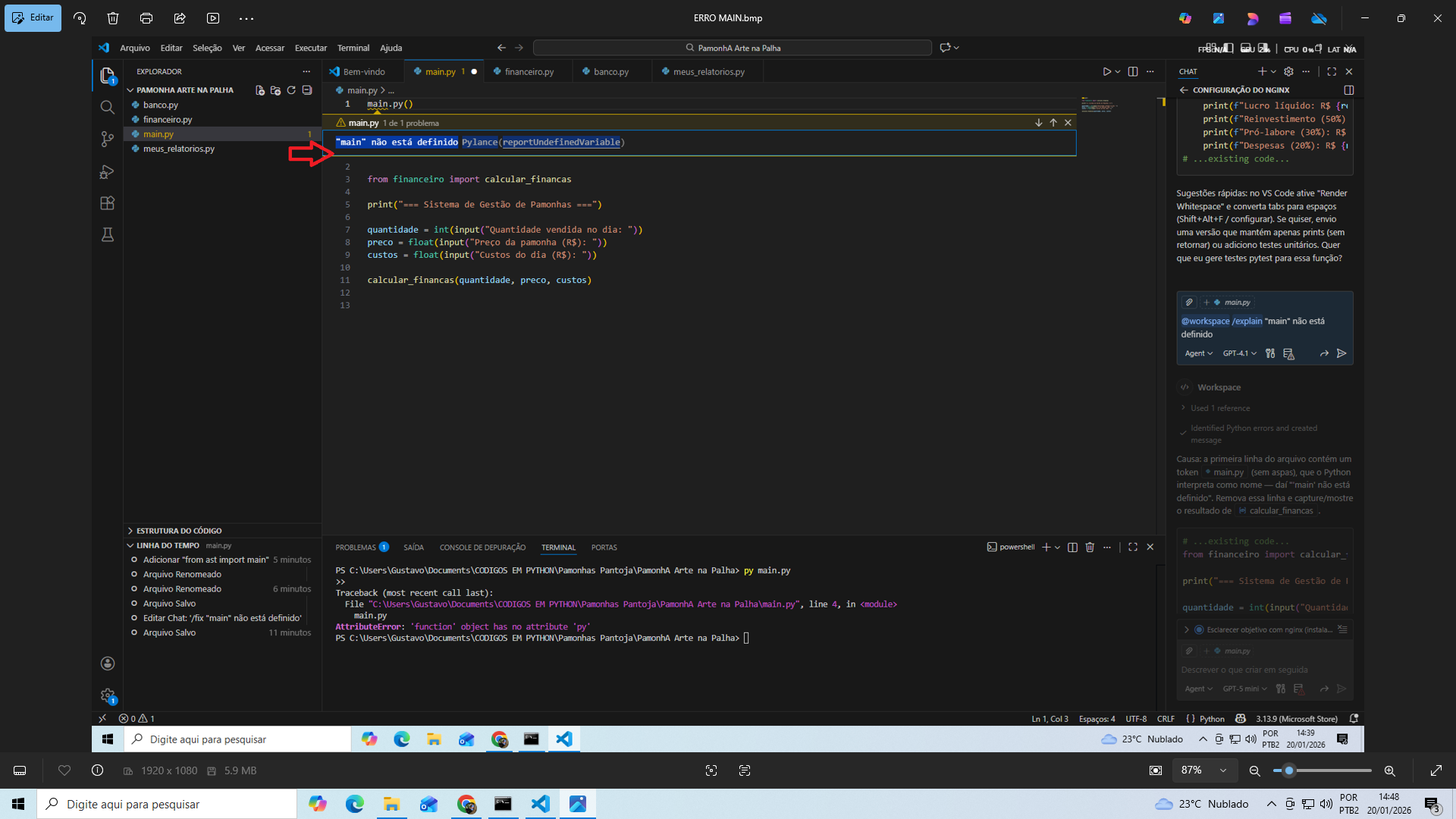 "Main"não está definido