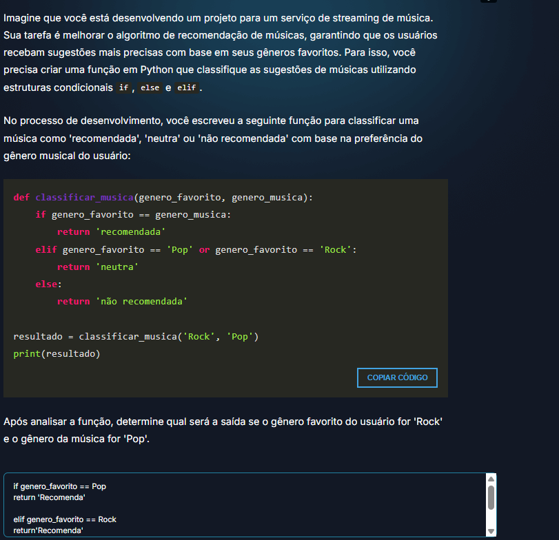 [Dúvida] Python Ex:Genero musical | Programação | Alura - Cursos online ...