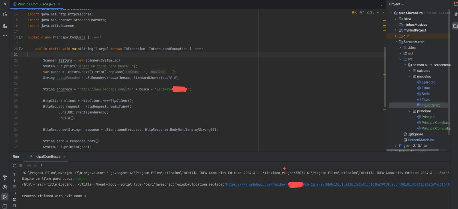 Print do IntelliJ com o código em Java