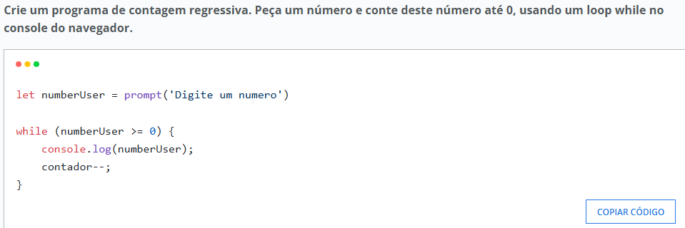 Código contagem regressiva