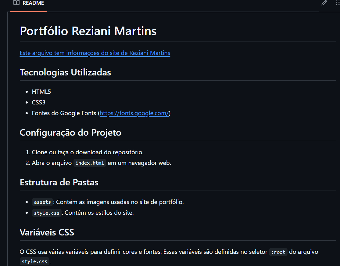 ITela do meu README no Github