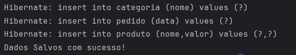 Sucesso ao salvar dados