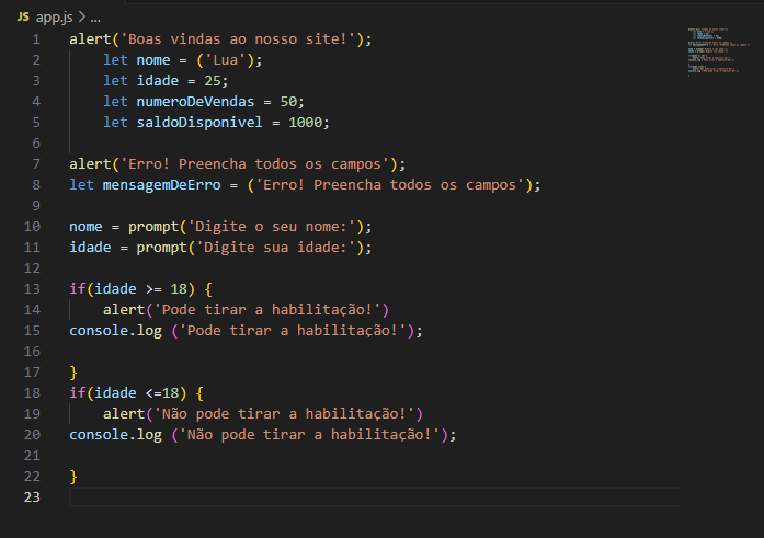 Primeiro desafio do curso logica de programação: mergulhe em programação com JavaScript