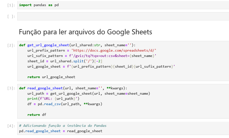 Criando função ler google sheet