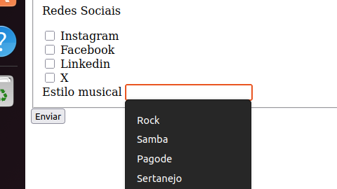 Imagem mostrando a diferenca de um datalist