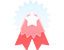 A imagem contém um ícone de medalha vermelha e branca com uma estrela no centro, simbolizando um prêmio, representando o ícone de certificado