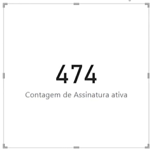 O visual do cartão apresenta o número "474" em letras grandes, seguida abaixo por "Contagem de Assinatura Ativa" em letras menores.